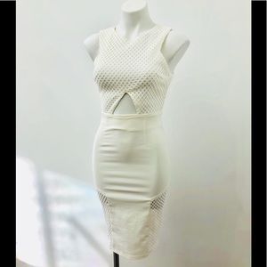 Tiger Mist midi white dress with mesh detail